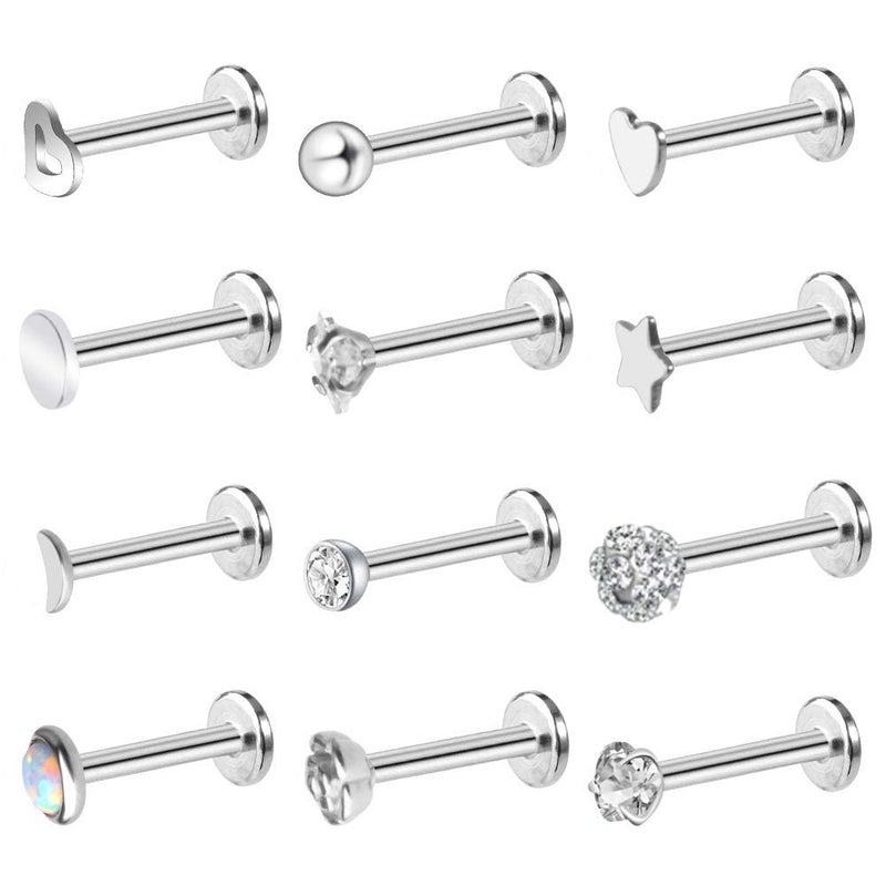 ONESING 18 Pcs 16G Tragus Earrings for Women Piercing Jewelry Cartilage Earring Studs Barbell Lip Stainless Steel - Image 3